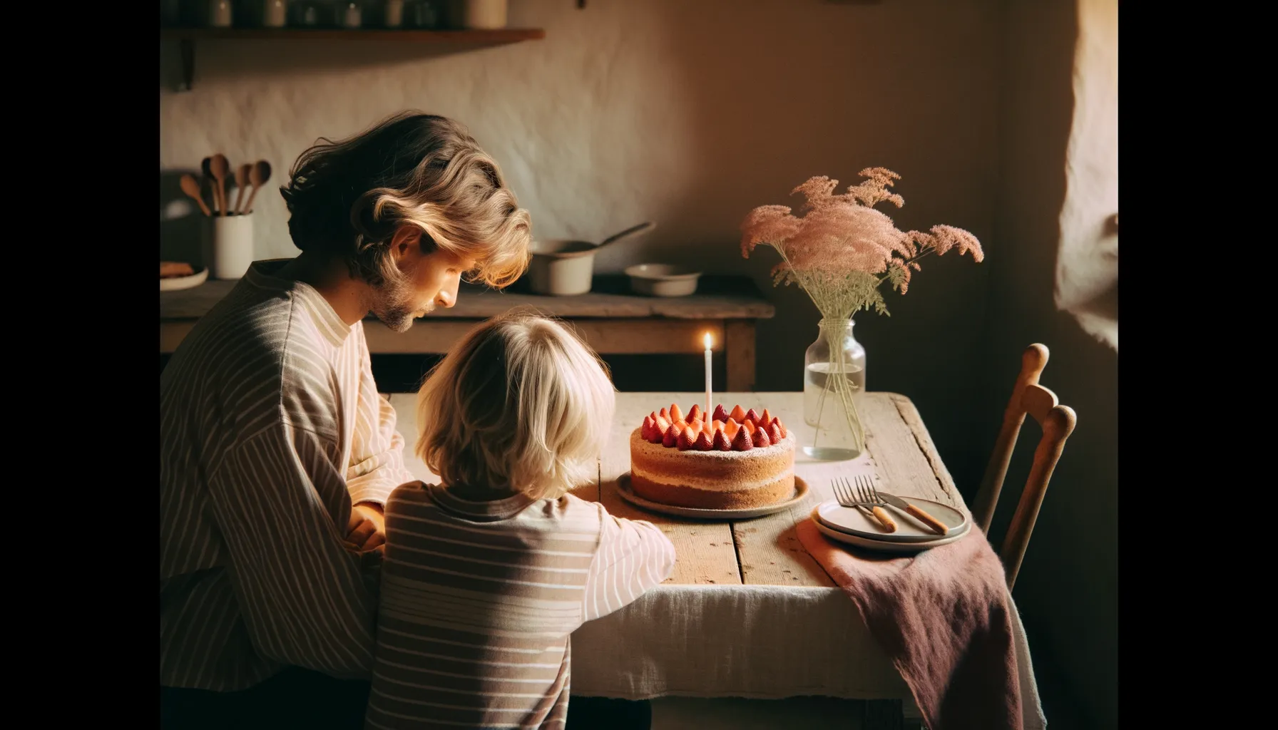 Familj firar barnkalas med tårta